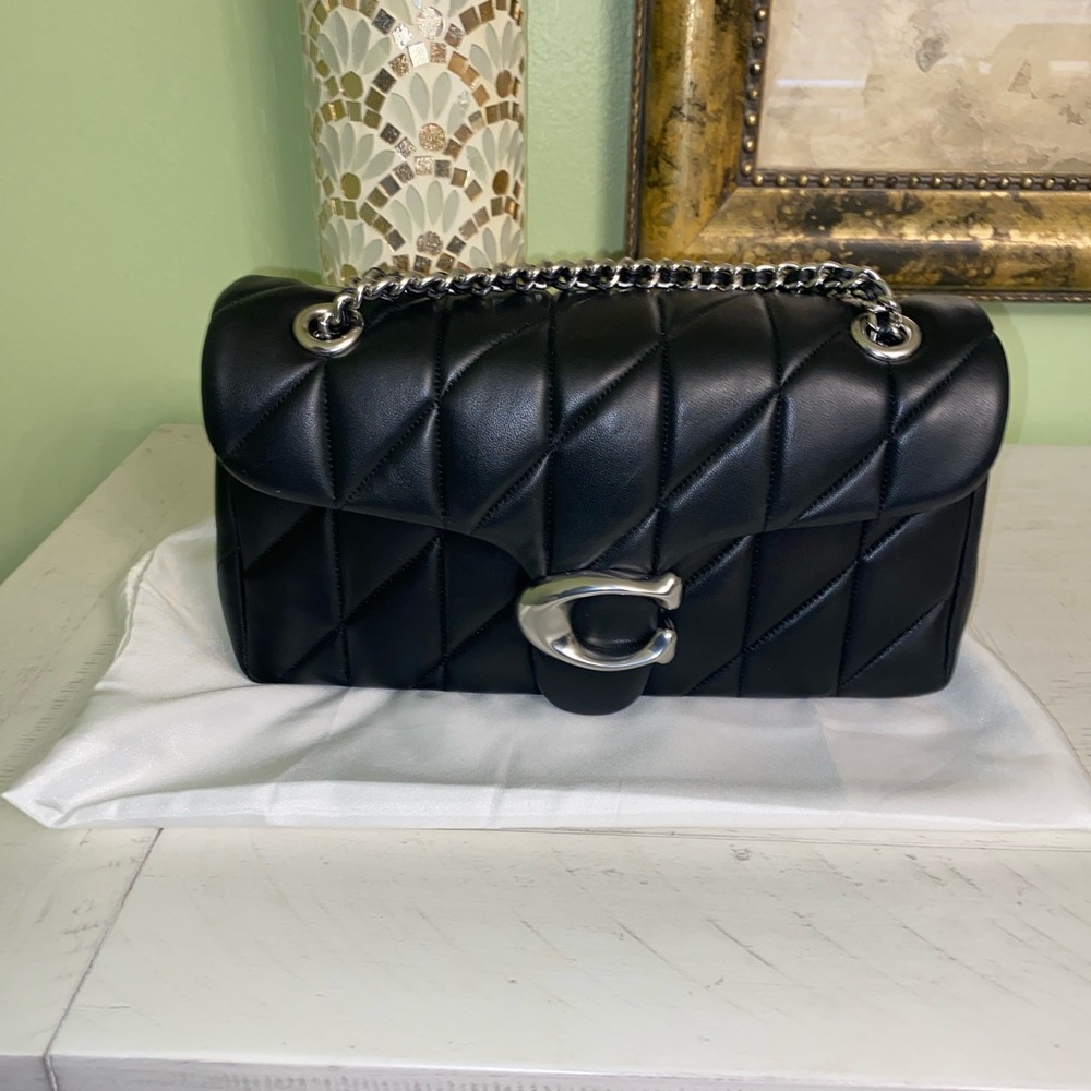 Coach Quilted Tabby 26 in Black with Silver Hardware